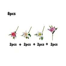 8pcs Lily Decoration Fake Flowers Living Room Tabletop Decoration Artificial Flowers - Multicolor - View 9