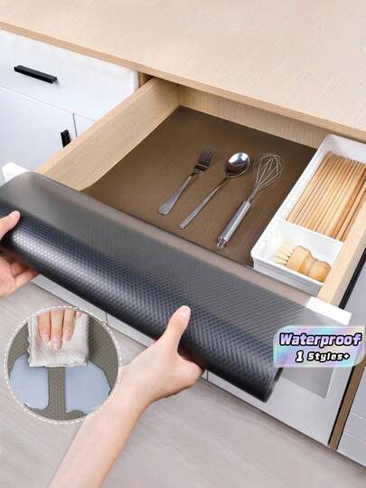 1 Roll EVA Non-Slip Shelf Liner - Transparent Black Drawer Liner For Small Cabinets, Clear Non-Adhesive Waterproof Mat For Refrigerator, Shelves, Desk & Kitchen, Easy To Cut
