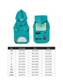ADVENTURE TIME X SHEIN 1 Piece Of Cartoon Pattern Printed Pet Hooded Sweatshirt, Cat Clothes, Dog Clothes, Size XXS-XXXXL, Extra Small, Extra Large, Adventure Treasure - Green - View 5