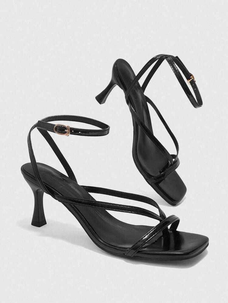 CUCCOO BIZCHIC Women Shoes Spring And Summer New Black Ankle Strap Thin Strap Women's High-Heeled Sandals Fashionable And Comfortable Versatile Sexy Women's Sandals Pinch Sandals