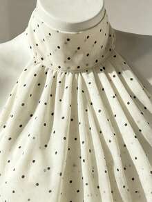INAWLY Retro Polka Dot Chiffon Halter Blouse For Women - Beige - View 4