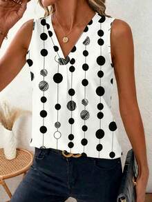 EMERY ROSE Women's V-Neck Sleeveless Floral Print Casual Tank Top - White - View 5