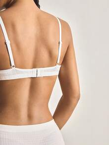 Ocili 2pcs 100% Cotton Ribbed Comfortable Basic Minimalist Underwear, EasyComfort ChicAutumnCasual Women's Bra - Black and White - View 2