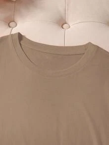 NostaNoir Camiseta unicolor de cuello redondo - Marrón Mocha - Ver 3