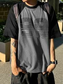 DAZY Men's Black & Red Contrast Number Print T-Shirt,Fall Clothes - Grey - View 5