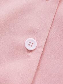 SHEIN PariChic Blusa sin mangas de unicolor con lazo en la cintura, estilo de commuter francés, adecuada para el Día de la Madre, reuniones familiares, ir al trabajo y atuendos elegantes - Rosa - Ver 7