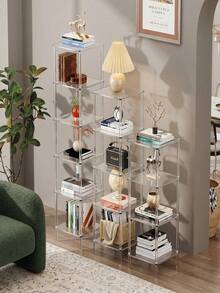4/5/6 Layer Acrylic Transparent Bookshelf, Vertical Independent Corner Shelf, Suitable For Living Room, Bedroom, Bathroom, Small Space - Multicolor - View 14