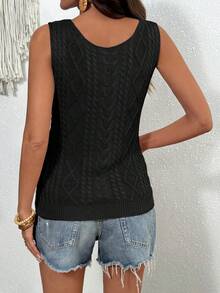 Breezaya Áo tank top dệt kim gân sọc đa năng dành cho nữ, thích hợp mặc hàng ngày. - màu đen - Xem 2