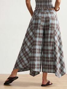 Bohemela Women's Casual Woven Plaid Loose Wide-Leg Pants - Multicolor - View 6