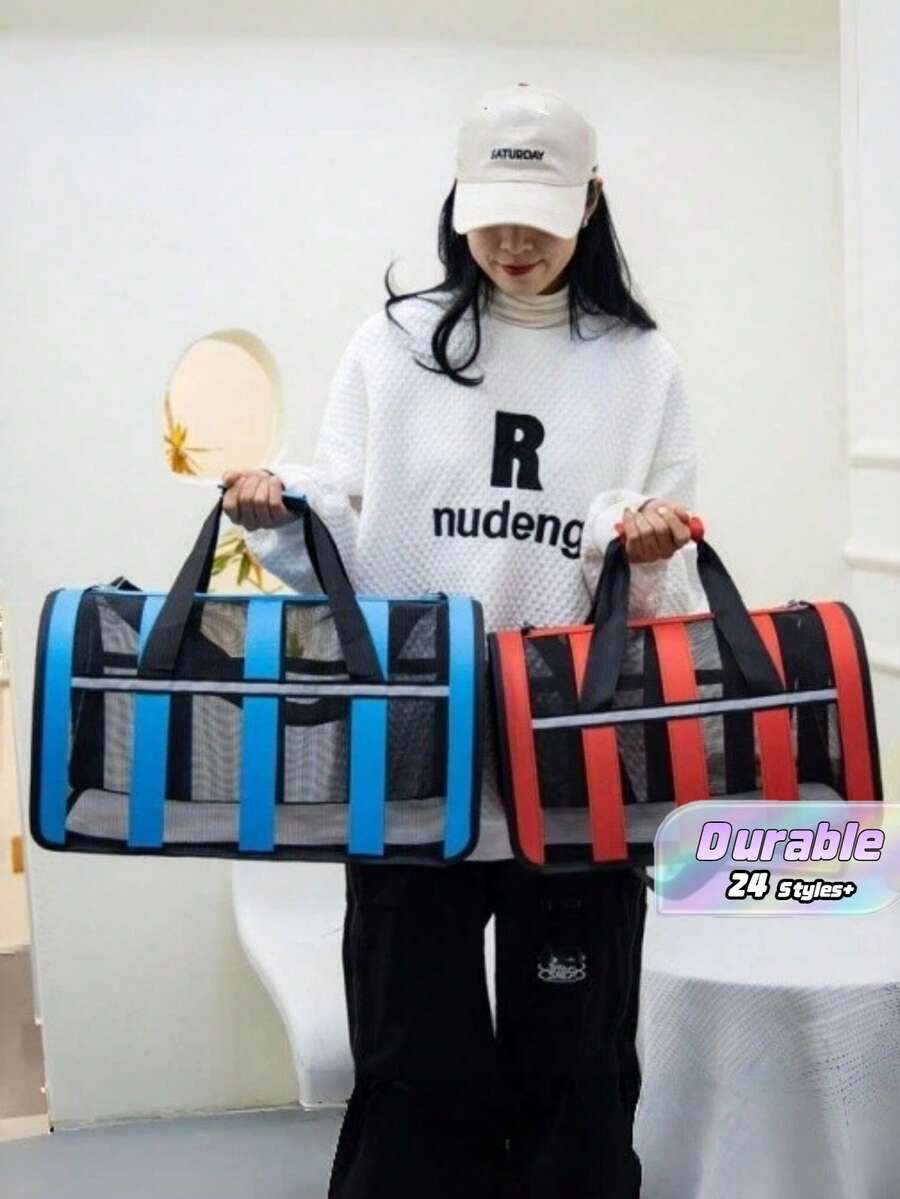 可折叠猫/小型犬宠物包,大容量透气宠物包,四季通用猫包 - 橘色 - 查看 1