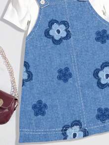 Baby Girl Casual Loose Cartoon Pattern Round Neck Short Sleeve Dress, Suitable For Summer - Multicolor - View 3