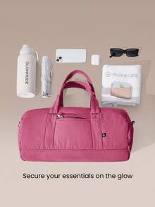 GLOWMODE Bolsa de lona con cremallera de gran capacidad de 16L máx., con correas duales para transporte, para uso diario, actividades y casual - Rosa Fucsia - Ver 3