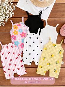 Bộ áo liền quần họa tiết hoạt hình thường ngày cho bé gái, thích hợp cho mùa xuân và mùa hè. - Nhiều màu - Xem 3