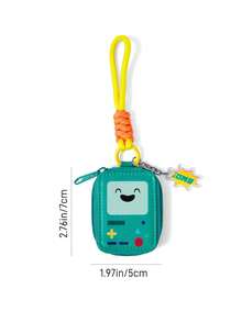 ADVENTURE TIME X SHEIN Bộ ví đựng tiền xu mini siêu nhỏ bằng polyester chủ đề hoạt hình phiêu lưu, túi móc khóa cầm tay dễ thương có dây đeo cổ tay & móc treo, túi lưu trữ nhỏ cho tiền xu & tai nghe, quà tặng hoàn hảo cho người hâm mộ hoạt hình - màu xanh lá - Xem 8