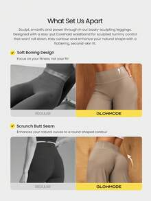 GLOWMODE Leggings de 31'' Peakbum de Secado Rápido con Bolsillo en la Cintura, Control Abdominal, Sujeción del Core, Anti-Enrollamiento, Moldeadores de Glúteos, para Entrenamiento, Tenis, Ru - Caqui - Ver 2