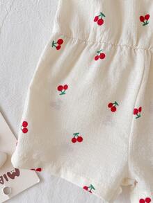 SHEIN 新生女宝宝可爱夏季碎花连体衣 - 杏色 - 查看 6