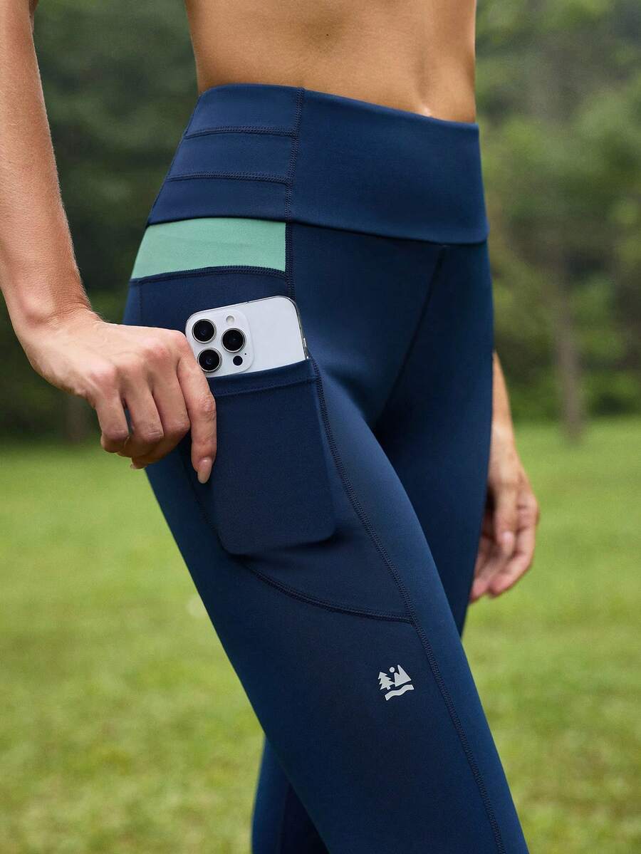 In My Nature Quần legging nữ cạp cao không đường may dành cho hoạt động ngoài trời - Màu xanh lam - Xem 1