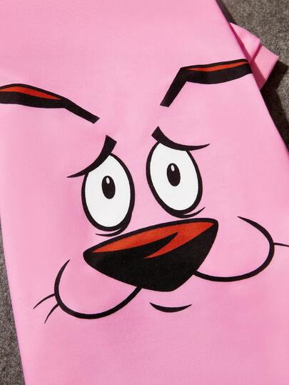 COURAGE THE COWARDLY DOG X SHEIN 1 Cute Cartoon Pattern Printed Pet Hooded Sweatshirt, Cat Clothes, Dog Clothes, Size XXS-XXXXL, Timid Dog.