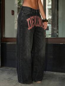 Denimoi Quần jeans ống đứng denim họa tiết denim mài, phong cách đường phố thời thượng, quần jeans tạo điểm nhấn. - Rửa tối - Xem 9