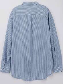DAZY Blue Striped Long Sleeve Shirt For Men, Spring - Blue - View 7