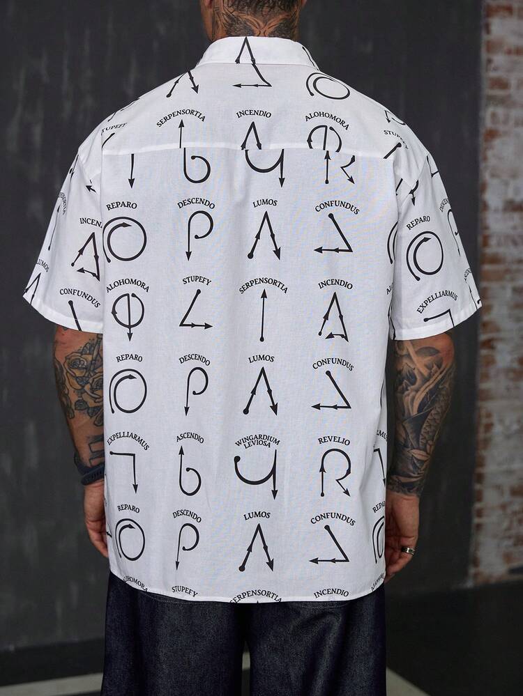 Men's Casual Fashion Street Daily Commute All-Over Print Patchwork Pocket Short Sleeve Shirt, Summer