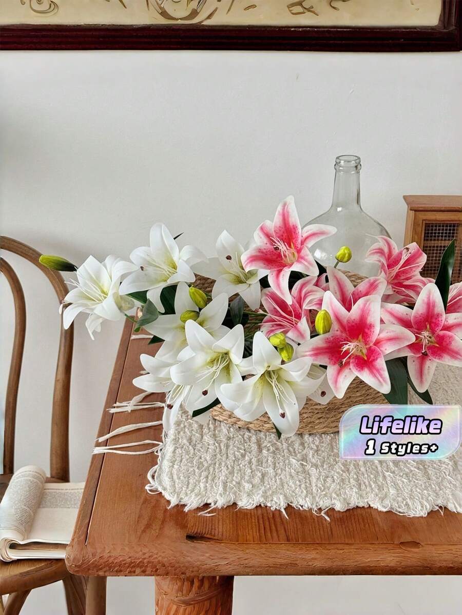 8pcs Lily Decoration Fake Flowers Living Room Tabletop Decoration Artificial Flowers - Multicolor - View 1