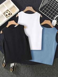 6pcs/Set Classic Sporty Racer Print Sleeveless Tank Tops, Vintage Racing Culture Pattern Graphic Vest Blind Box, Random 3pcs Sent - Multicolor - View 2