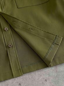 AXEPEAK Men's Fashion Short Sleeve Shirt & Flare Leg Pants Set - Army Green - View 6