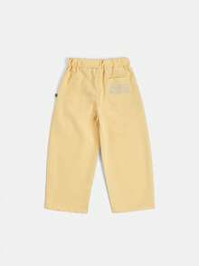 SUMWON Pull-On Wide Leg Trousers For Boys With Drawstring Waist And Fun Snack Pocket Detail - Apricot - View 2