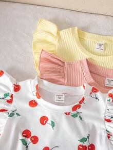 SHEIN Kids Random 6 PC Send 3 PC T-Shirt Classic Round Neck Cap Sleeve Design T-Shirt - Multicolor - View 6