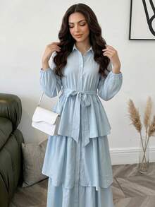 Mulvari Áo dài nữ - Màu xanh nhạt - Xem 3