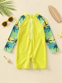Baby Boy Surf Themed Rash Guard Swimsuit - Yellow - View 5