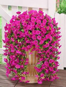 6 Piezas/10 Piezas Enredadera de Flores Artificiales de Seda Colgante Planta de Eucalipto Verde Protección UV para Exteriores Adecuada para Bodas, Porches, Salas de Estar, Paredes de Oficina, Patios, Estanterías, Decoración del Hogar - Color del loto rojo - Ver 4