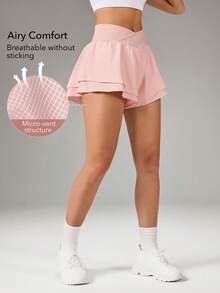 OutZeal Celana Pendek Olahraga Wanita Warna Pink untuk Gym, Tenis, Lari, Pengontrol Perut, Celana Pendek Aktif - Berwarna merah muda - View 2