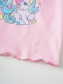 My Little Pony X SHEIN 2件套女士吊带背心套装，粉色调可爱图案 - 粉色 - 查看 5
