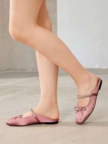 MOTF Bailarinas Mary Jane con punta cuadrada y detalles de strass para zapatos de Navidad y primavera - Polvo profundo - Ver 2