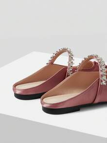 MOTF Bailarinas Mary Jane con punta cuadrada y detalles de strass para zapatos de Navidad y primavera - Polvo profundo - Ver 7