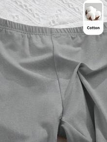 SHEIN 6pcs/Set Young Girl Solid Color Knit Casual Shorts - Multicolor - View 3