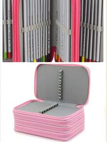 1pc Four-Layer High-Capacity Pencil Case With Durable Handle, Portable Office And Study Stationery Accessories Storage Pencil Case, Personalized Design Heart Pattern Zipper - A Must-Have School Supplies For Back-To-School Season - multicolor - View 5