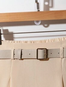 Franclia Váy đen chất liệu cotton pha viền da - Màu be - Xem 5