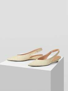 MOTF PREMIUM WOMEN POINT TOE SLINGBACK PUMPS, FOR VALENTINE'S DAY, SPRING SHOES, SPRING BREAK EASTER PROM HEELS FOR CHRISTMAS - Light yellow - View 4
