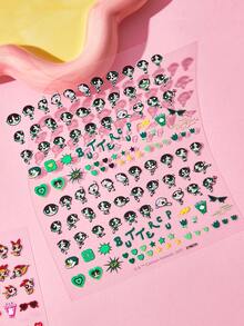 THE POWERPUFF GIRLS X SHEIN Hình dán móng tay siêu anh hùng hoạt hình dành cho nữ, hình dán nước hình nhân vật dễ thương, đa năng dùng làm nghệ thuật móng tay, dán bình nước, văn phòng phẩm và sổ tay, tự làm, phong cách Y2K. - Nhiều màu - Xem 2