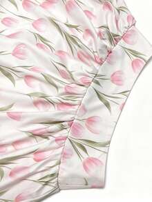 SHEIN LUNE 2026新款優雅風格女款波點高腰喇叭裙，通勤風復古靈感女裙 - 彩色 - 查看 4