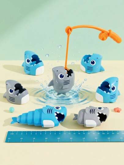MINKOJA MINKOJA Juego de mesa de pesca de tiburón para niños, juego de pesca interactivo entre padres e hijos, juguete de tiburón retráctil, juego competitivo multijugador, juguete para entrenar la concentración y la coordinación mano-ojo de los niños, adecuado para jugar en interiores y exteriores, juego interactivo educativo para reuniones familiares y fiestas, regalo de cumpleaños para niños y niñas