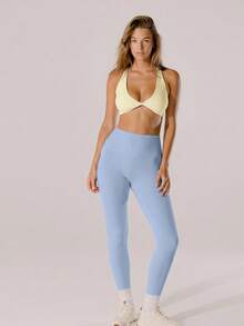 Aralina Quần legging thể thao cạp cao màu hồng pastel, kiểu dáng năng động, nâng mông. - Màu xanh lam - Xem 10