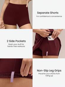GLOWMODE FeatherFit™-Air Scoop Neck Knotted Mini Dress Quick Dry Moisture Wicking - Burgundy - View 3