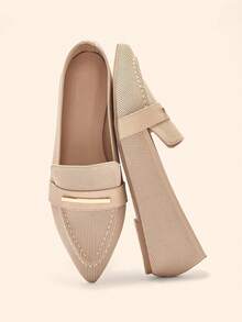 CUCCOO BASICS Flat Slip-On Shoes, Minimalist Style, Slimming, Versatile, Professional Women Shoes - Apricot - View 2