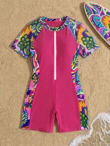 Travachic KIDS Travachic Tween Girl Tween Girls One-Piece Swimsuit With Random Print, Copyright Purchased,Summer Beach - Multicolor - View 3