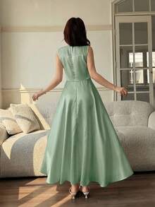 Feyla Women's Elegant Floral Embroidery Maxi Cami Dress  Green Dress  Wedding Guest Dress For Women Bridesmaid Dress  Luxury Evening Wedding Dress - Green - View 3