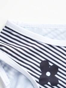 SHEIN Bộ đồ bơi 2 mảnh dành cho bé gái tuổi teen, gồm áo tankini nhuộm màu và quần tankini tam giác, thích hợp cho kỳ nghỉ hè và đi biển. - màu đen - Xem 3